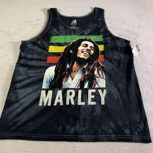 Bob Marley Shirt Mens Large Black Tie Dye Tank Top Zion Rootswear Reggae NEW